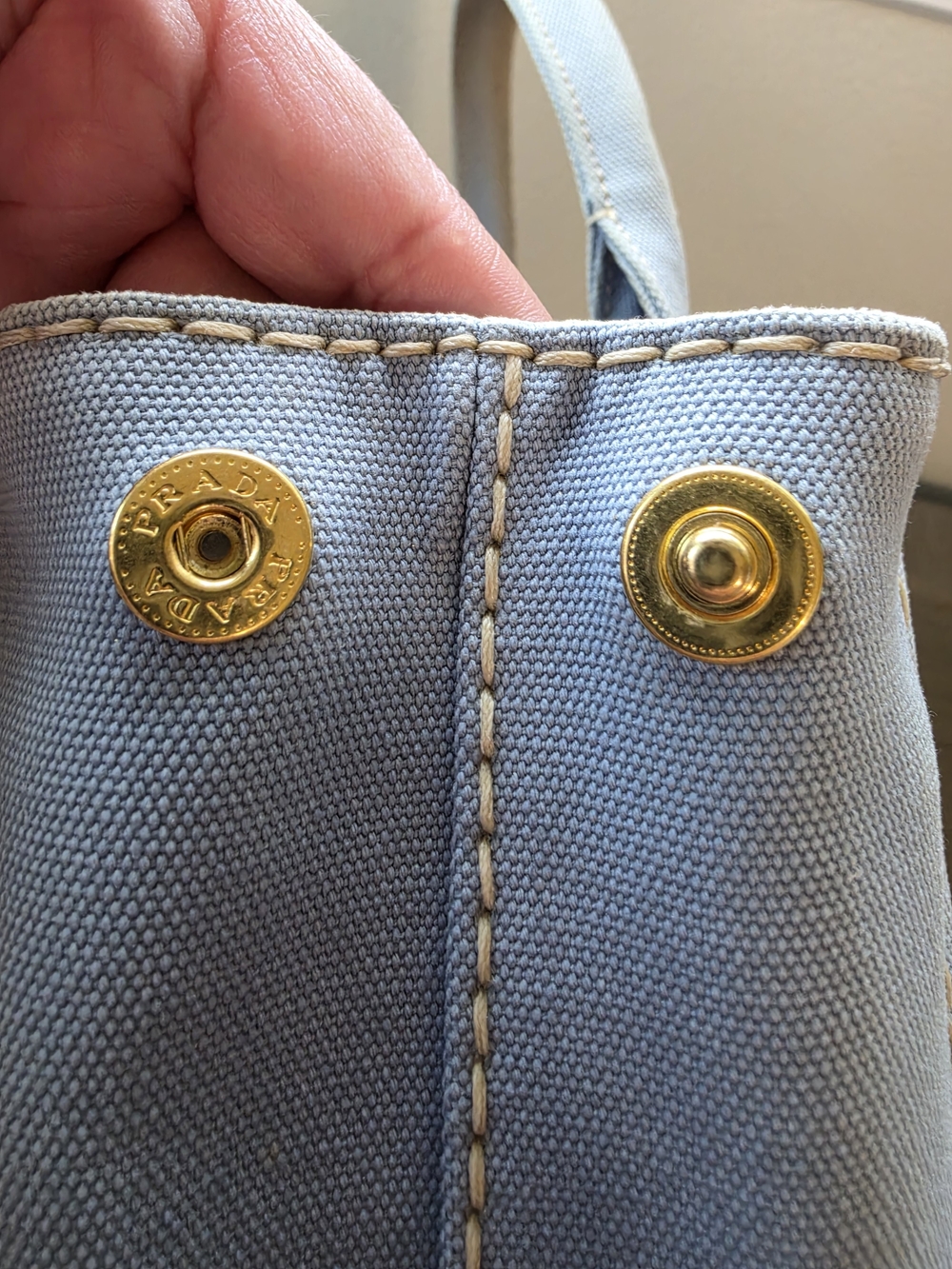 Prada Canapa Mini Light Denim Blue Canvas Tote - Picture 7 of 12